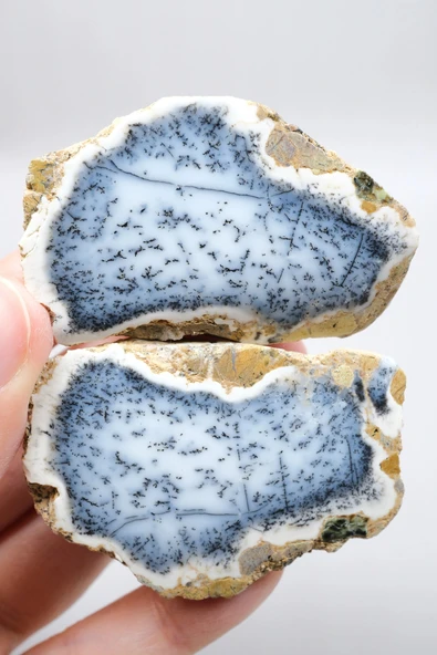 Mavi Dendrit Opal Çifti • Beyaz İçeriğe Sahip Opal ürün görseli 1