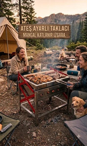 Ateş Ayarlı Taklacı Mangal Katlanır Izgara Pratik Kamp Ve Bahçe Mangalı ürün görseli 1