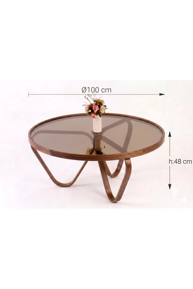 KLASS DEKOR Spring Camlı Orta Sehpa Ceviz - Resim 4