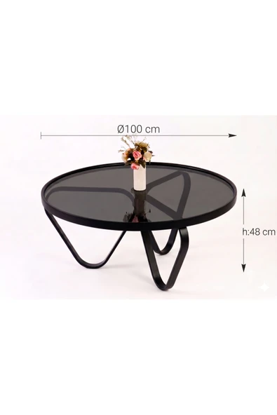 KLASS DEKOR Spring Camlı Orta Sehpa Siyah - Resim 4