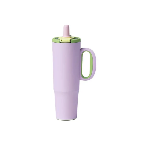 Vagonlife Tumbler 1200 ml Tek Kapak Çift Kullanım Pipetli Rahat Içim Kulplu Paslanmaz Çelik ürün görseli 1