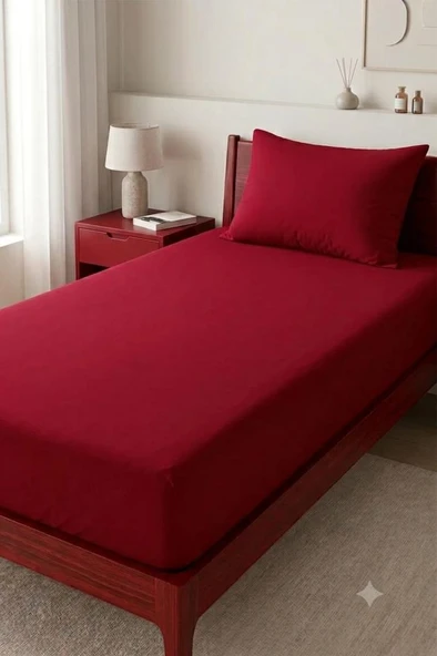 Bella Tek Kişilik 120x200 cm Lastikli Çarşaf Takımı Kırmızı ürün görseli 1