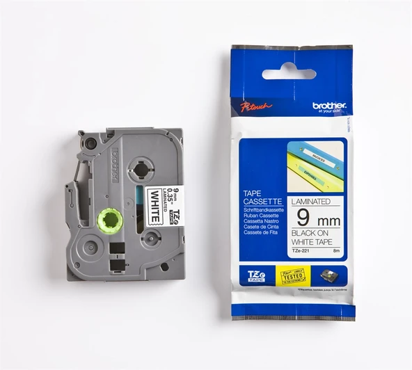 Tze-221 9 Mm Beyaz Üzeri Siyah Laminasyonlu Etiket ürün görseli 1