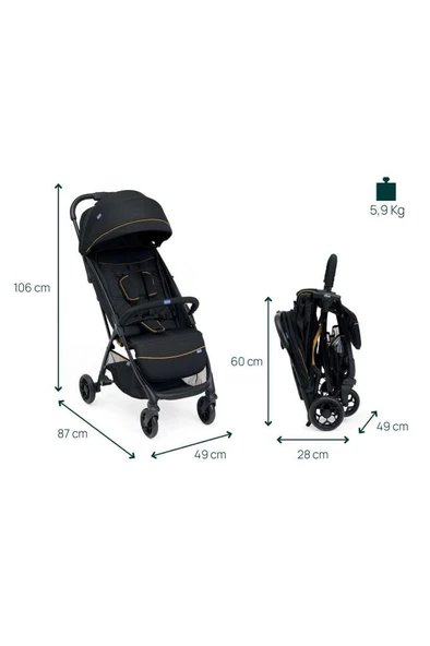 Chicco Glee Uneven Black Bebek Arabası - Resim 2
