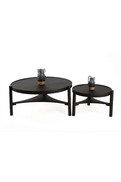 KLASS DEKOR Clover Orta ve Yan Sehpa Set Siyah - Resim 2