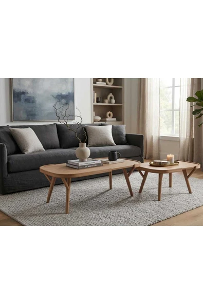 KLASS DEKOR Butterfly Orta ve Yan Sehpa Set Meşe ürün görseli 1