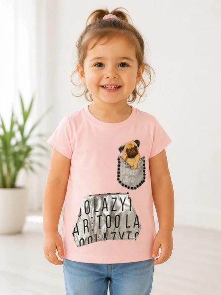 Kız Çocuk Pembe T-Shirt 00677PB ürün görseli 1