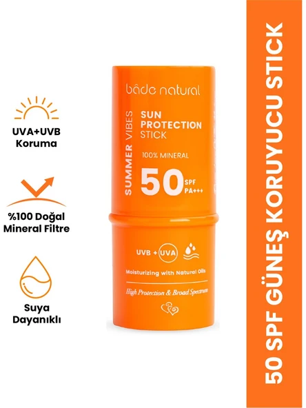 Bade Natural Mineral Filtreli ve Doğal Yüksek Korumalı 6 gr 50 Faktör Stick Güneş Kremi ürün görseli 1