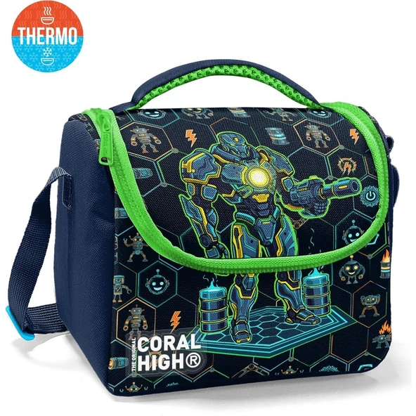 Coral High Kids Lacivert Robot Desenli Thermo Beslenme Çantası 37146 ürün görseli 1