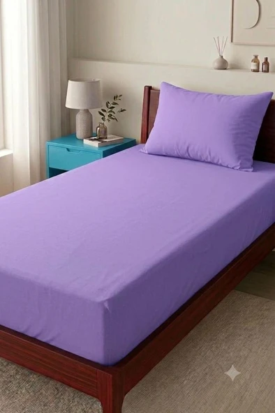 Bella Tek Kişilik 100x200 cm Lastikli Çarşaf Takımı Lila ürün görseli 1