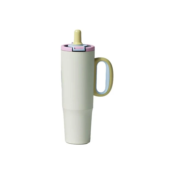 Vagonlife Tumbler 1200 ml Tek Kapak Çift Kullanım Pipetli Rahat Içim Kulplu Paslanmaz Çelik ürün görseli 1