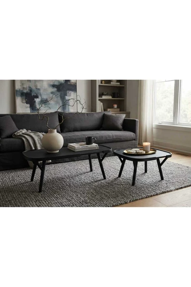 KLASS DEKOR Butterfly Orta ve Yan Sehpa Set Siyah ürün görseli 1