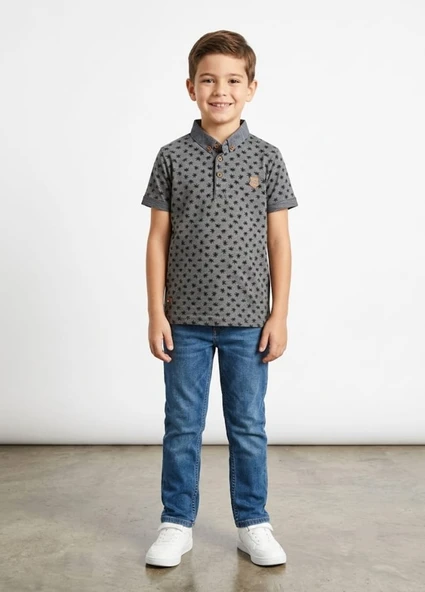 Erkek Çocuk Gri Polo Yaka T-Shirt ürün görseli 1