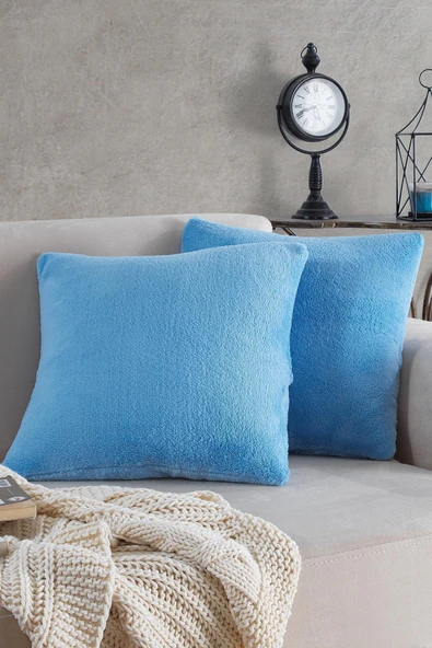 Sofa | 2 Adet Mavi Renk Welsoft Kırlent Kılıfı Yastık Kılıfı 44x44 Cm ürün görseli 1