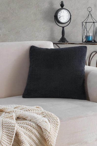 Sofa | 1 Adet Antrasit Renk Welsoft Kırlent Kılıfı Yastık Kılıfı 44x44 Cm ürün görseli 1