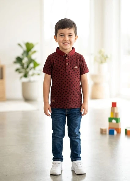Erkek Çocuk Bordo Polo Yaka T-Shirt ürün görseli 1