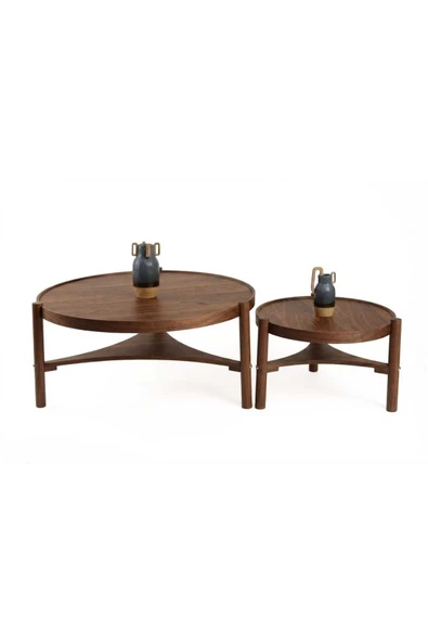 KLASS DEKOR Clover Orta ve Yan Sehpa Set Ceviz - Resim 2