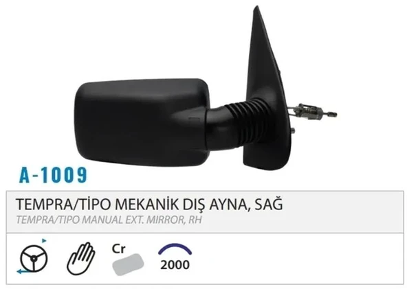 DIŞ DİKİZ AYNASI MEKANİK SAĞ TEMPRA 159 90>98 TEMPRA SW 159 90>97 TİPO HB 160 87>97 M0011009 ürün görseli 1
