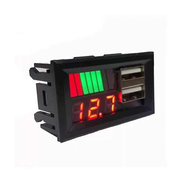 PowerMaster IC278C Dijital Voltmetre USB Çıkışlı Akü Göstergeli DC 12Volt Aküler İçin ürün görseli 1