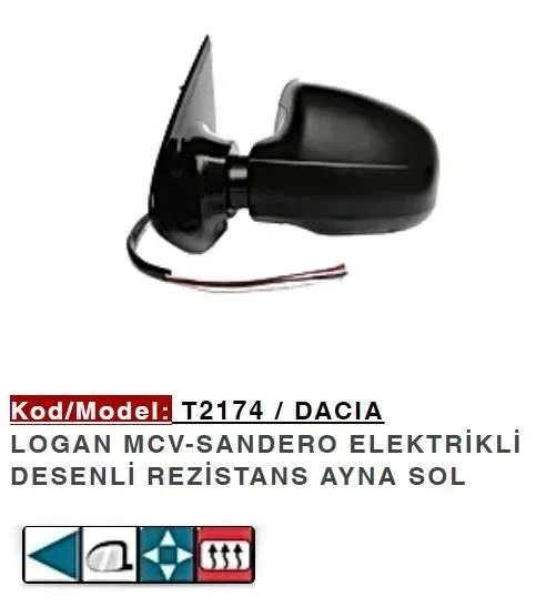 DIŞ DİKİZ AYNASI SOL ELEKTRİKLİ LOGAN MCV SANDERO ürün görseli 1