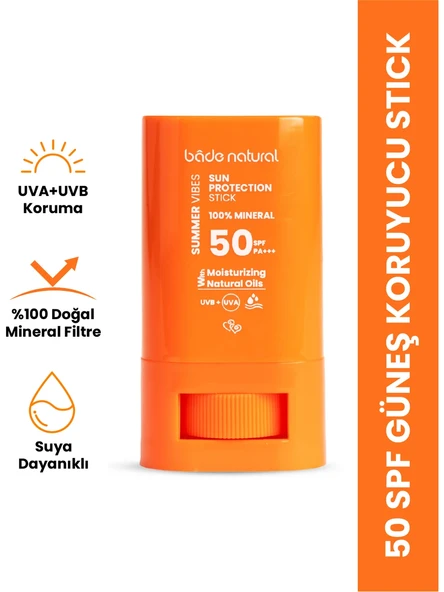 Bade Natural Mineral Filtreli ve Doğal Yüksek Korumalı 16 gr 50 Faktör Stick Güneş Kremi ürün görseli 1