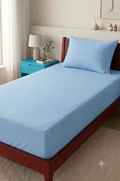 Bella Tek Kişilik 100x200 cm Lastikli Çarşaf Takımı Turkuaz ürün görseli 1