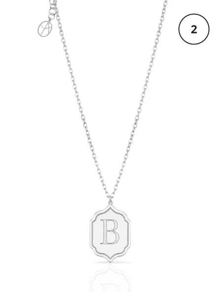 oya silver Gümüş Kişiselleştirilebilir Kubbe Harf Kolye [OYOT408] ürün görseli 1