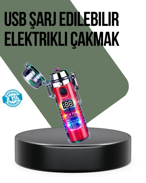 Güç Göstergeli Şarjlı Fenerli USB Elektrikli Çakmak ürün görseli 1