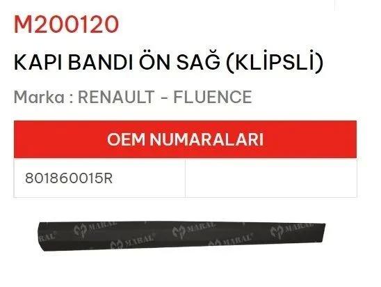 KAPI BANDI ÖN SAĞ KLIPSLI FLUENCE ürün görseli 1