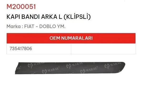 KAPI BANDI ARKA SOL KALIN DOBLO 05> ürün görseli 1