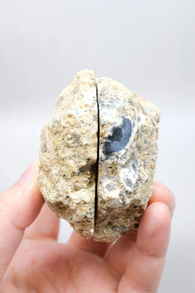 Mavi Dendritik Opal Çifti • Siyah ve Beyaz İç İçe Opal - Resim 6