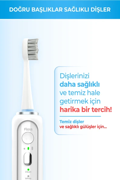 Einsteel Şarj Edilebilir Elektirikli Diş fırçası Yedek Başlık 5 'li Set ürün görseli 1