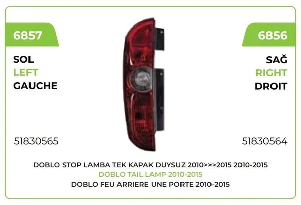 STOP LAMBA SOL GENİŞ AİLE TEK KAPI DOBLO YM ürün görseli 1