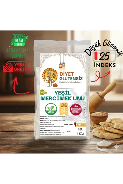 Diyet Glutensiz Glutensiz Yeşil Mercimek Unu 1 KG ürün görseli 1