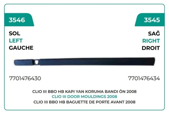 KAPI BANDI KAPAKLI ÖN SOL CLİO III HATCHBACK ürün görseli 1