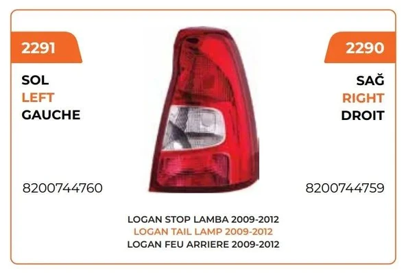 STOP LAMBASI SOL 2009 -->> DACİA LOGAN ürün görseli 1