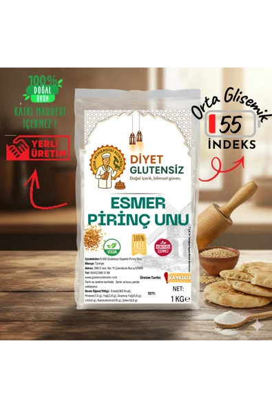 Diyet Glutensiz Glutensiz Esmer (Kepekli) Pirinç Unu 1 KG ürün görseli 1