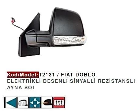 DIŞ DİKİZ AYNASI SOL ELEKTRİKLİ DOBLO III ürün görseli 1