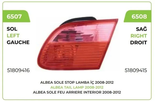 STOP LAMBASI İÇ SOL 07 --> ALBEA SOLE ürün görseli 1