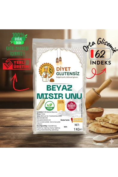 Diyet Glutensiz Glutensiz Beyaz Mısır Unu 1 Kg ürün görseli 1
