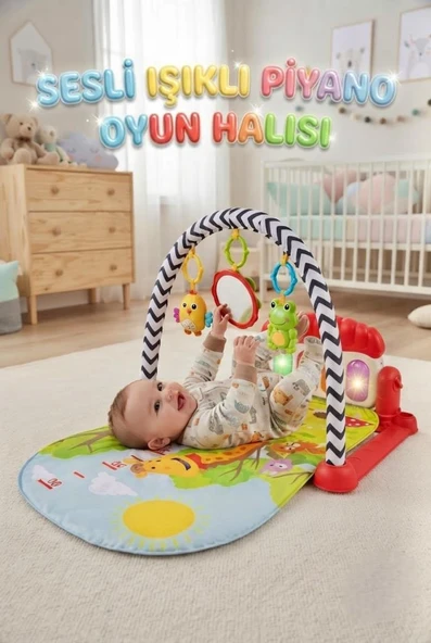 4'ü 1 Arada Müzikli Bebek Oyun Halısı ve Piyano Seti Eğitici Melodi Çalan Işıklı Oyun Halısı ürün görseli 1