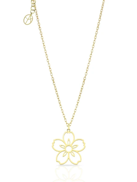 oya silver Minimal Gümüş 24K Altın Kaplama Periwinkle Çiçek Kolye [OYOT413] ürün görseli 1