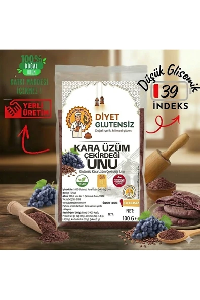 Diyet Glutensiz Glutensiz Kara Üzüm Çekirdeği Unu 100 G ürün görseli 1