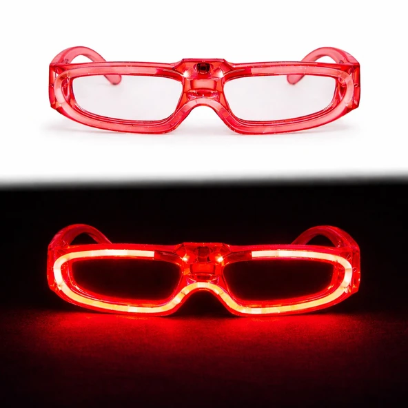Kırmızı LED Işıklı Parti Gözlüğü 3 Modlu – Glow & Gece Eğlence Gözlüğü ürün görseli 1
