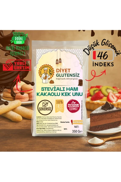 Diyet Glutensiz Glutensiz Ham Kakaolu Stevialı Kek Unu 350 G ürün görseli 1