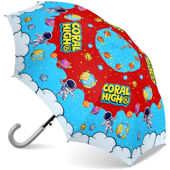 Coral High Kids Kırmızı Mavi Astronot Uzay Desenli Çocuk Şemsiyesi 36113 ürün görseli 1