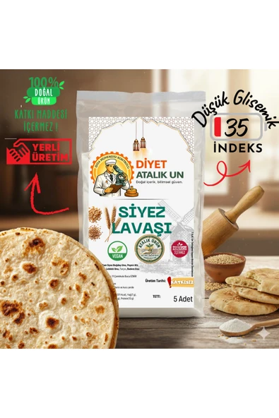 Diyet Glutensiz Atalık Siyez Unlu Lavaş 5 Adet (Gluten İçerir) ürün görseli 1