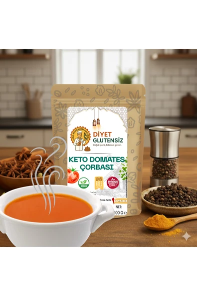 Diyet Glutensiz Glutensiz Düşük Karbonhidratlı Hazır Keto Domates Çorbası 100 G(Toz) ürün görseli 1