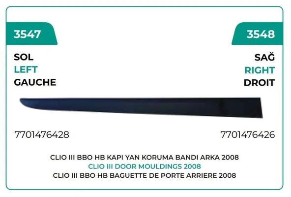 KAPI BANDI ARKA SAĞ CLİO III HATCHBACK ürün görseli 1