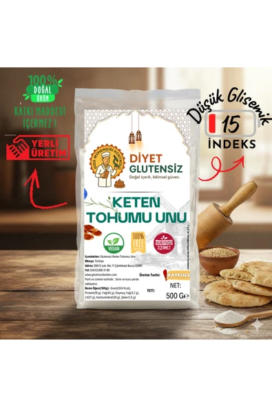 Diyet Glutensiz Glutensiz Keten Tohumu Unu 500 G ürün görseli 1